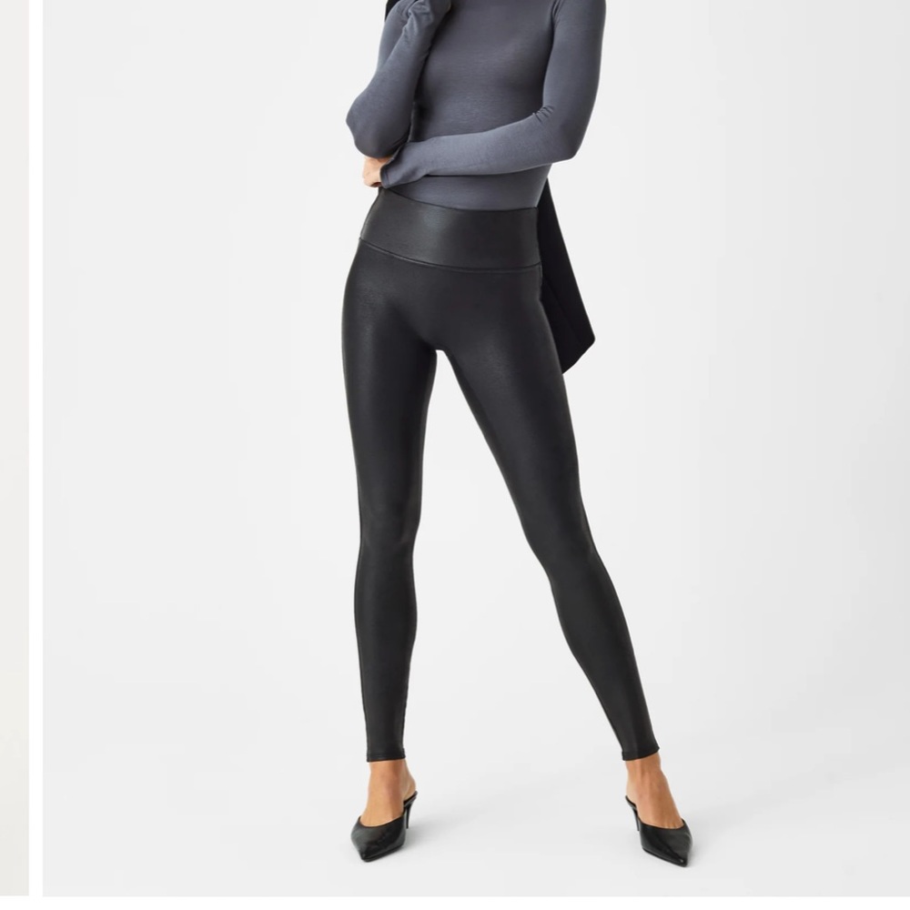 Spanx Faux Leather Legging in Black - Petite Medium